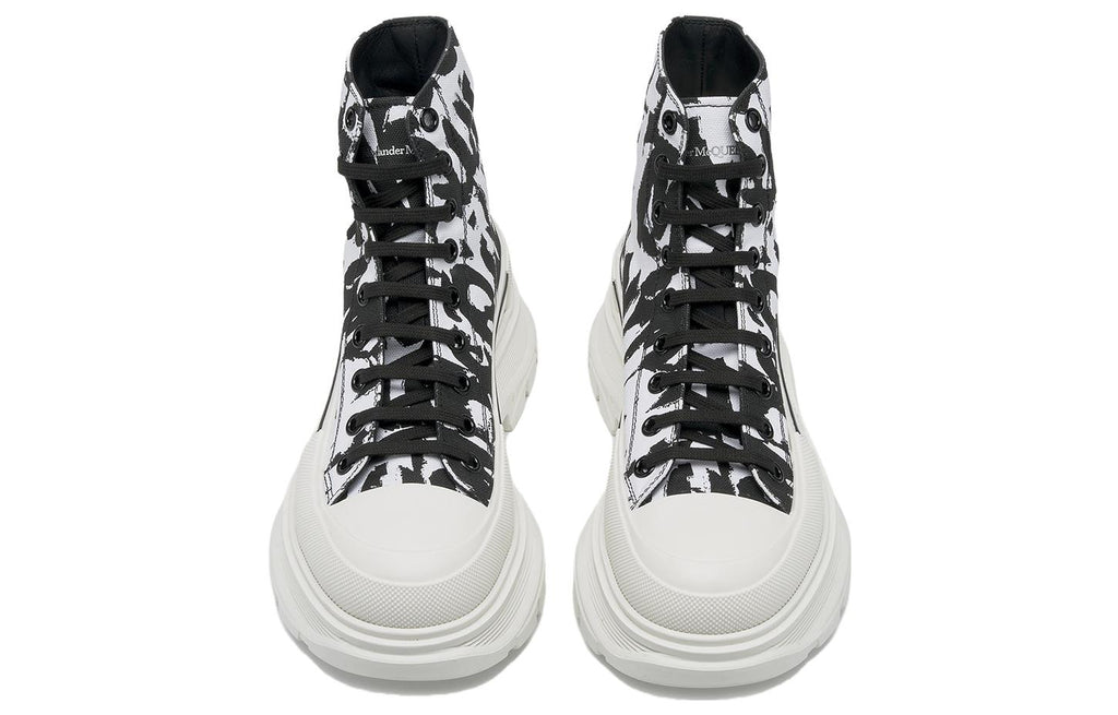 Alexander McQueen Tread Slick Graffiti Boots 'White Black Cream' 705667W4TG49356 #