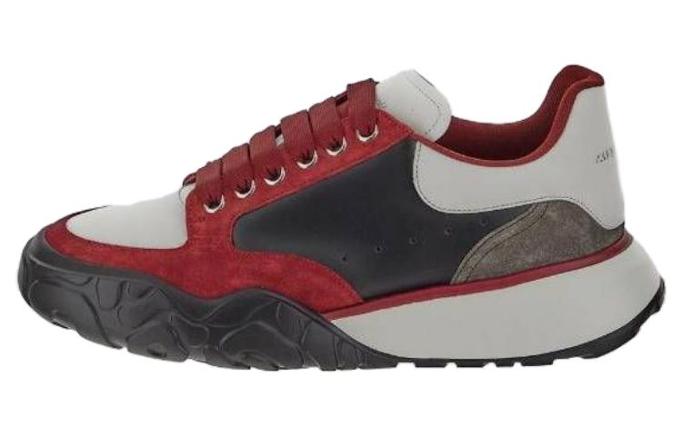 Alexander McQueen Color Block Low-top Leather Sneakers 'Red Black Grey' 667799WID6J8829  #