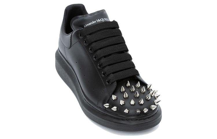 Alexander McQueen Leather Spike Larry Sneakers 'Black' 705807WHTQQ1081 #