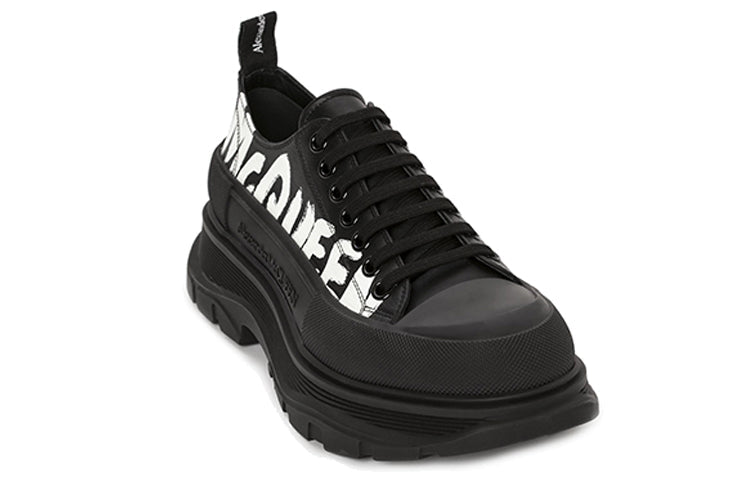 Alexander McQueen Tread Slick Low Lace Up Canvas Graffiti 'Black White' 682423WIABD1070 #