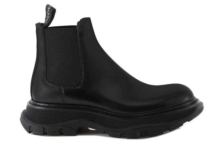 (WMNS) Alexander McQueen Leather Chelsea boots 'Black' 641837WHZ841000 #