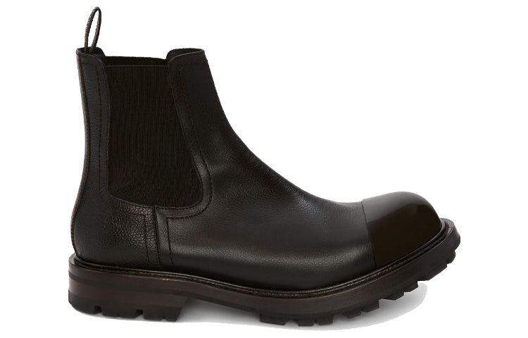 Alexander McQueen Shiny Toecap Grainy Leather Chelsea Boot 'Black' 667911WHSZ41000 #