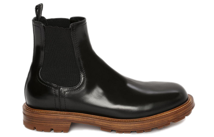 Alexander McQueen Shiny Leather Chelsea Boots 'Black Brown' 683568WHZ8C1452 #