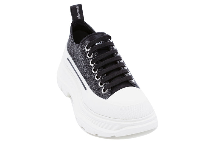 (WMNS) Alexander McQueen Tread Slick Lace Up Low 'Galaxy Black' 633902WHW571027 #