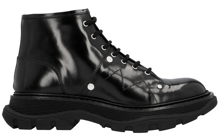(WMNS) Alexander McQueen Tread Lace Up Boot 'Black' 595469WHQSG1081 #