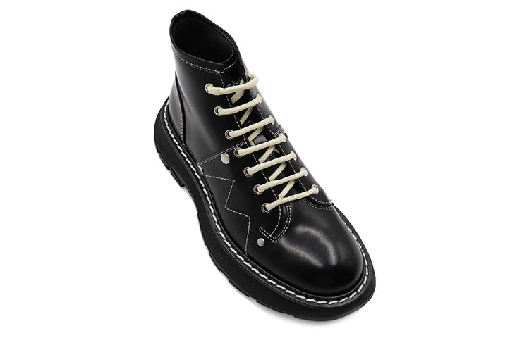 (WMNS) Alexander McQueen Tread Lace Up Boot 'Black Silver' 595469WHQSG1090 #