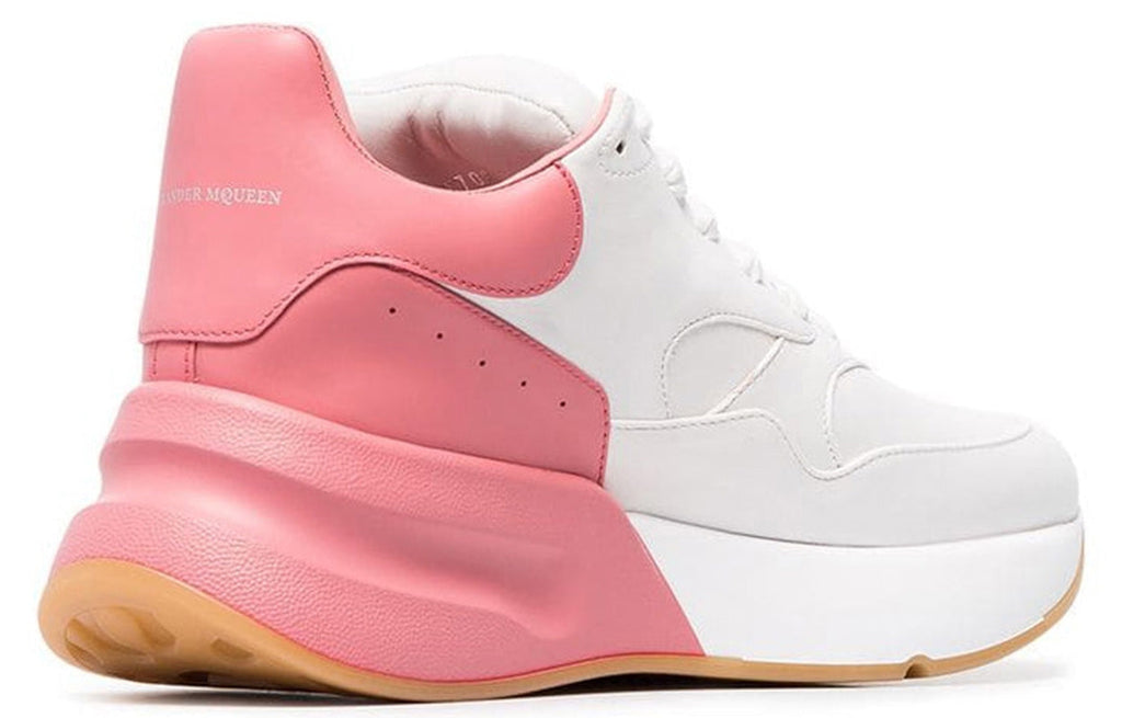 (WMNS) Alexander McQueen Oversized Runner Low Top Leather Sneakers with Mesh 'White Pink' 533709WHRU39374 #