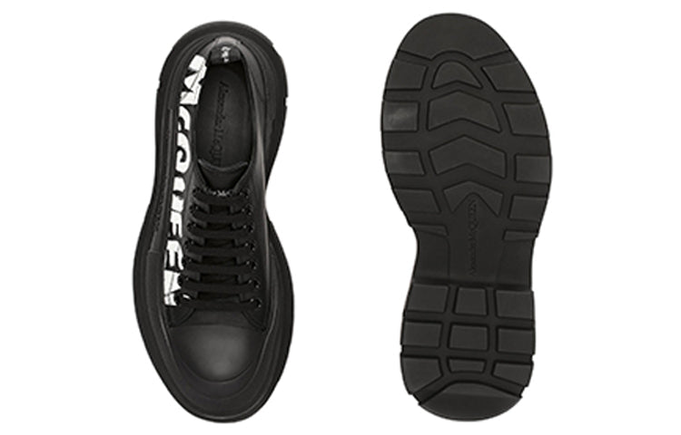 Alexander McQueen Tread Slick Low Lace Up Canvas Graffiti 'Black White' 682423WIABD1070 #