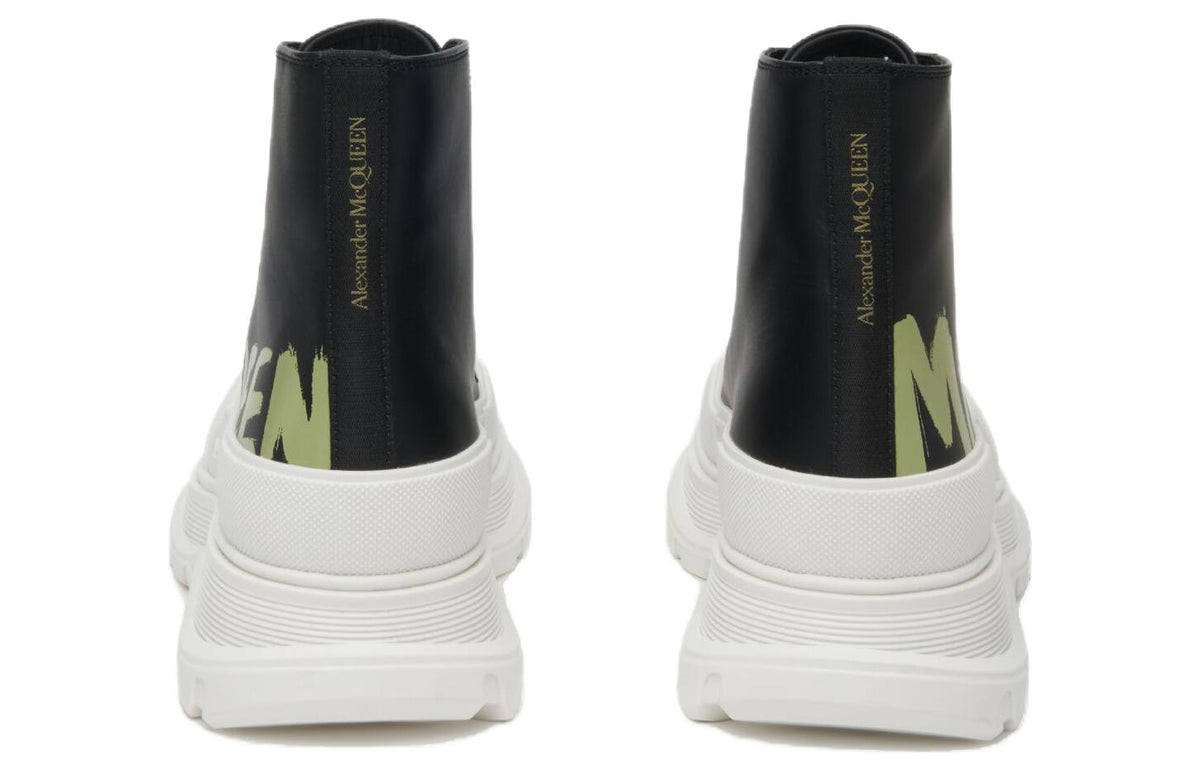 Alexander McQueen Tread Slick Lace-up High Top Shoes 'Black White' 777960WIAT61680 #