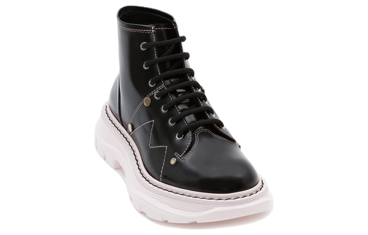 (WMNS) Alexander McQueen Tread Lace-Up Boot 'Black Pink' 595469WHZ811488 #