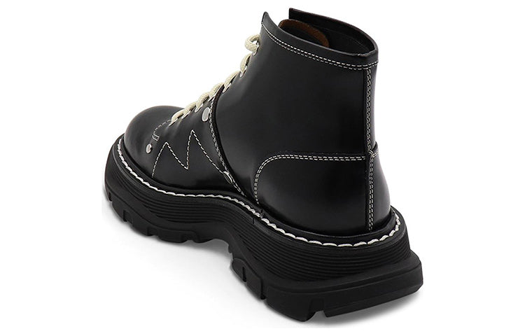 (WMNS) Alexander McQueen Tread Lace Up Boot 'Black Silver' 595469WHQSG1090 #
