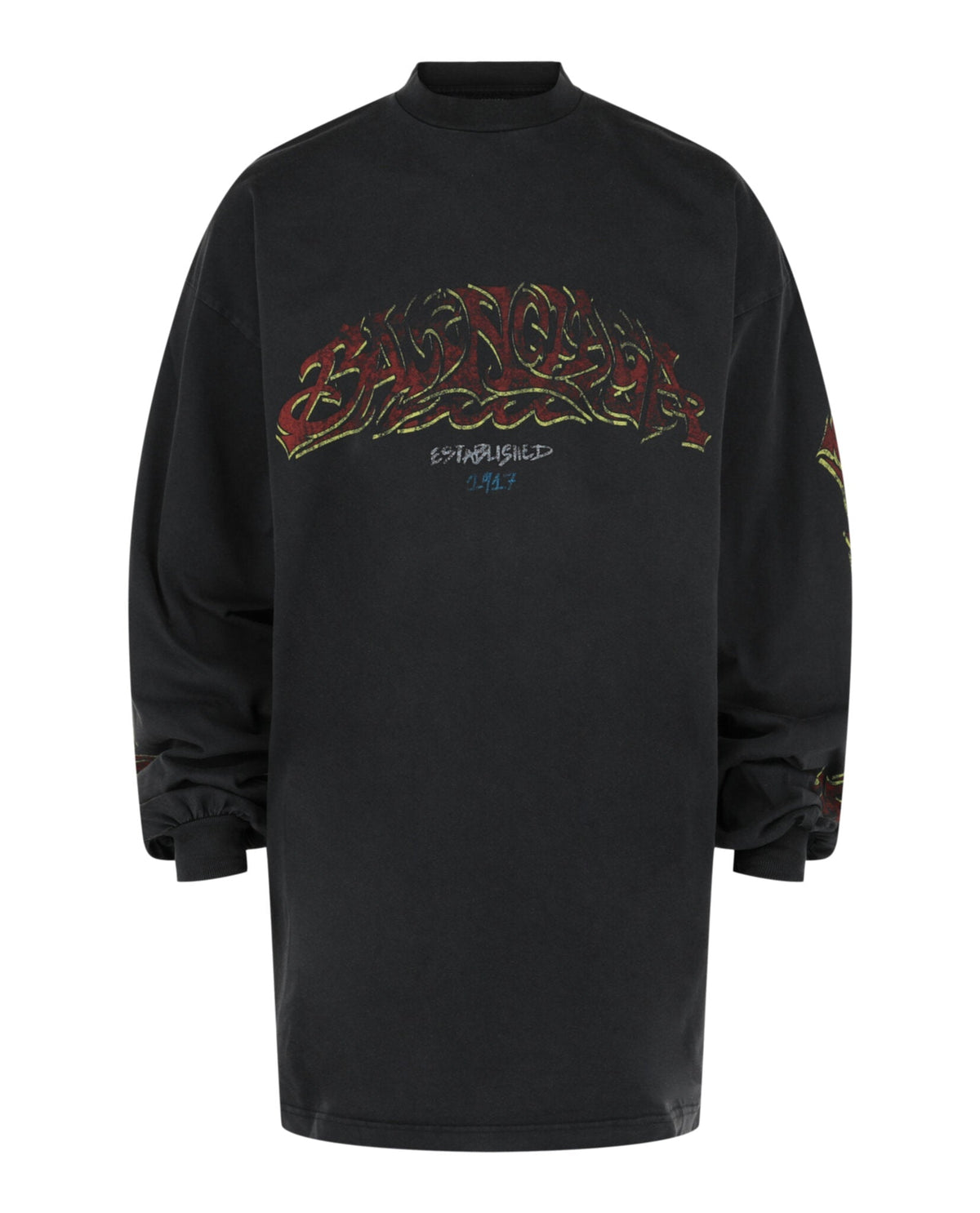 Balenciaga Mens Graphic Long Sleeve T-Shirt
