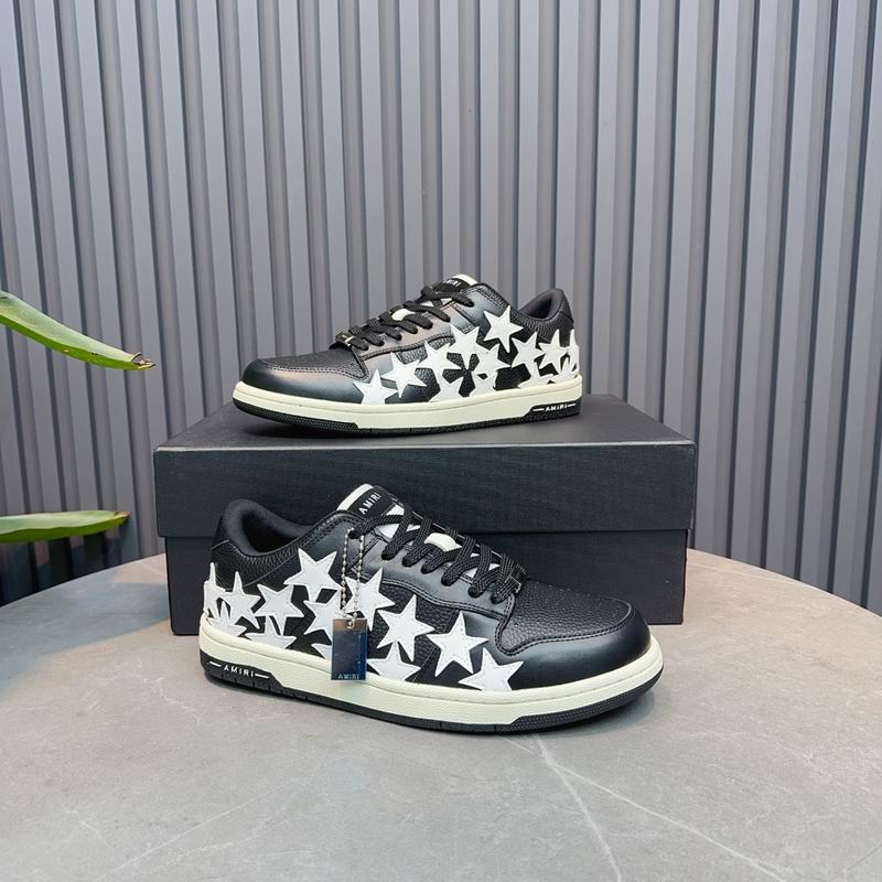 AMIRI Stars Court Low | Black & White Star Leather Sneaker