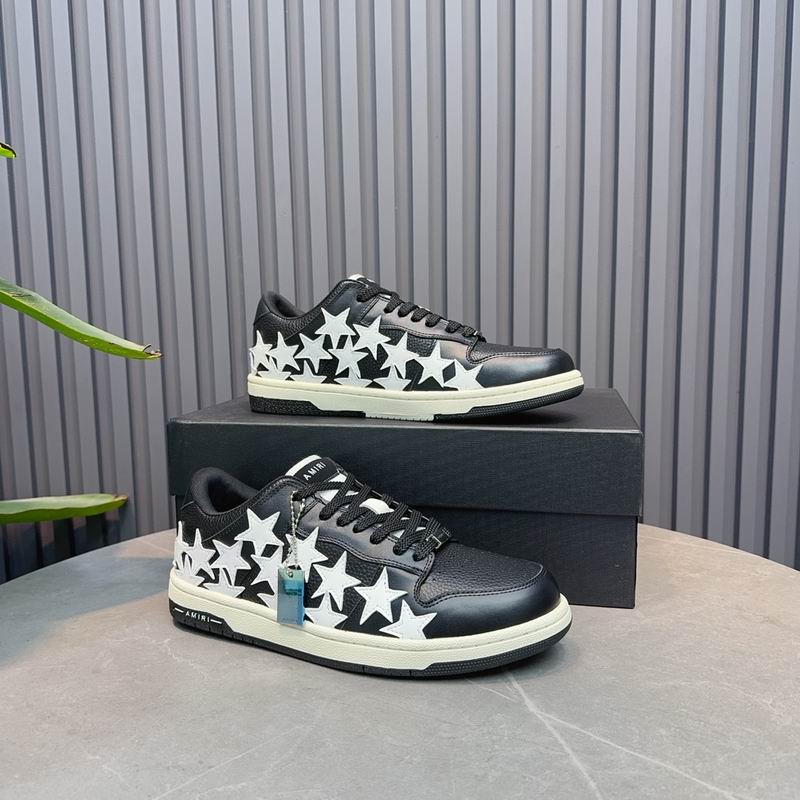 AMIRI Stars Court Low | Black & White Star Leather Sneaker