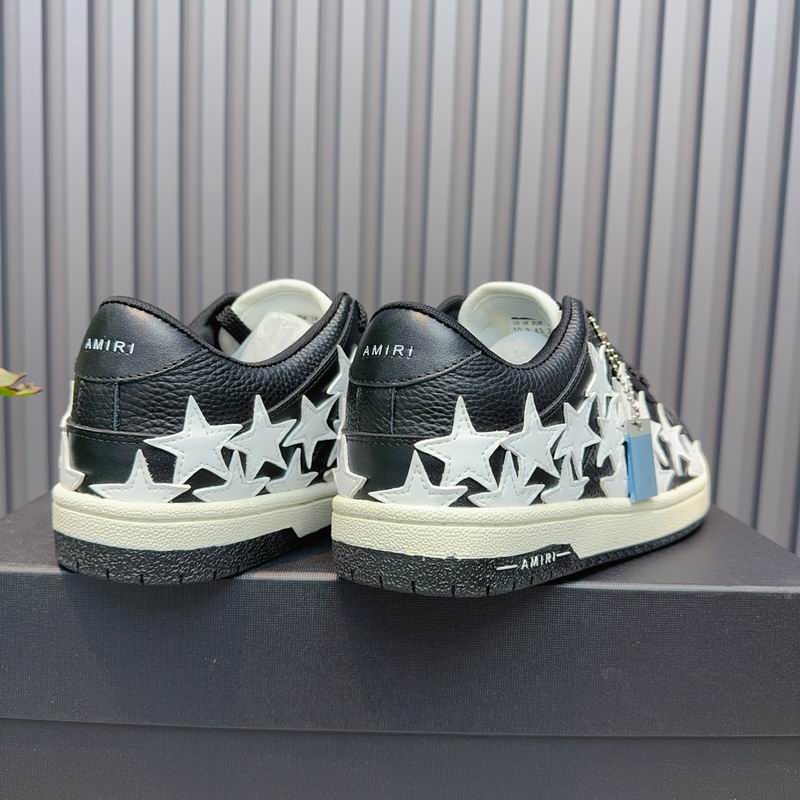 AMIRI Stars Court Low | Black & White Star Leather Sneaker