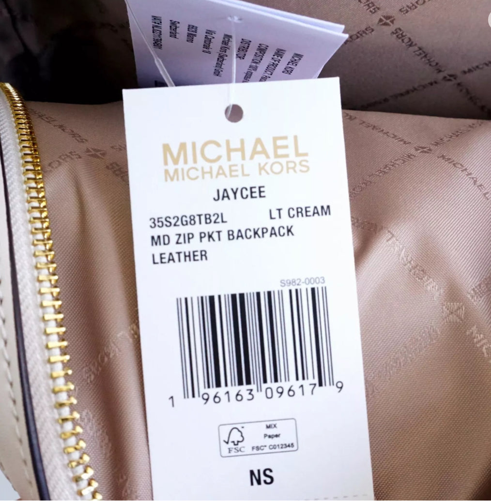 NWT Michael Kors Unisex Jaycee Leather Medium Backpack In Light Cream