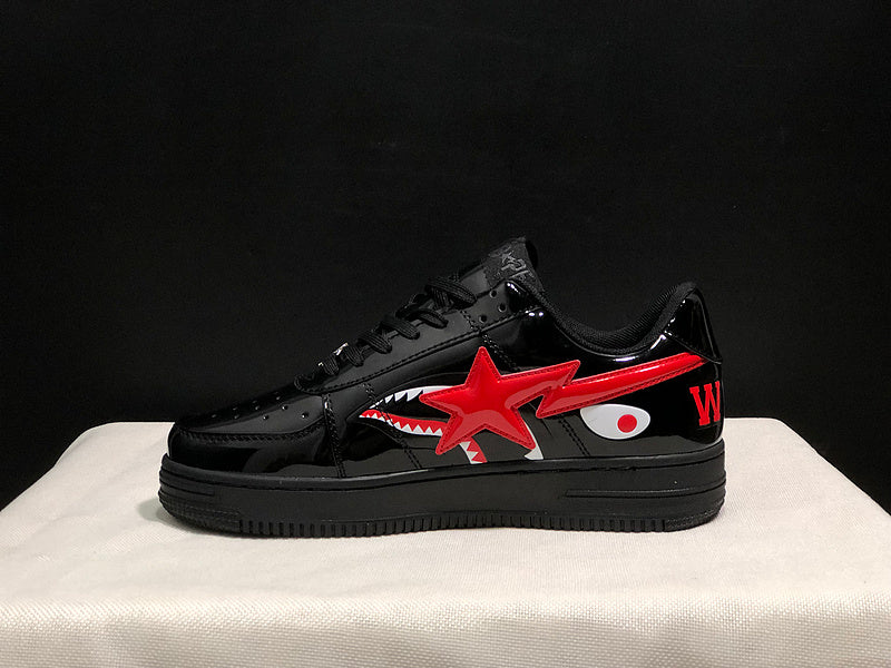 BAPE STA Low × WTAPS | Black Patent | Shark Red Star | EU 36–45