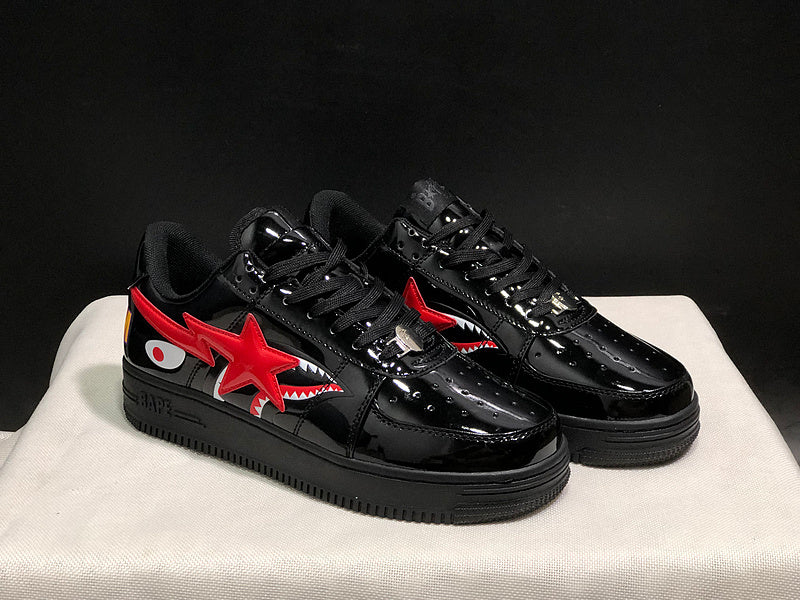 BAPE STA Low × WTAPS | Black Patent | Shark Red Star | EU 36–45
