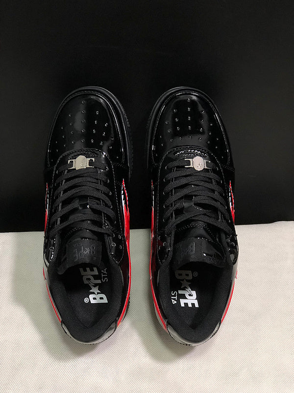 BAPE STA Low × WTAPS | Black Patent | Shark Red Star | EU 36–45