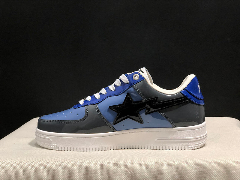 BAPE STA Low | Blue Grey Patent | Colorblock Star | EU 35–45