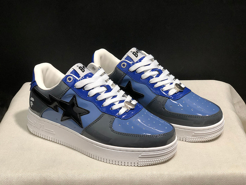 BAPE STA Low | Blue Grey Patent | Colorblock Star | EU 35–45