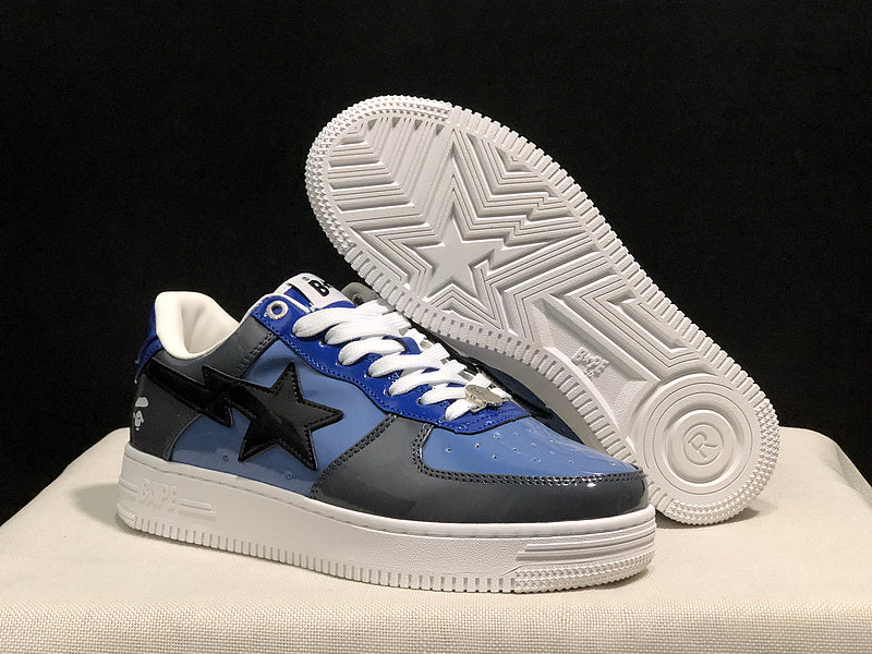BAPE STA Low | Blue Grey Patent | Colorblock Star | EU 35–45