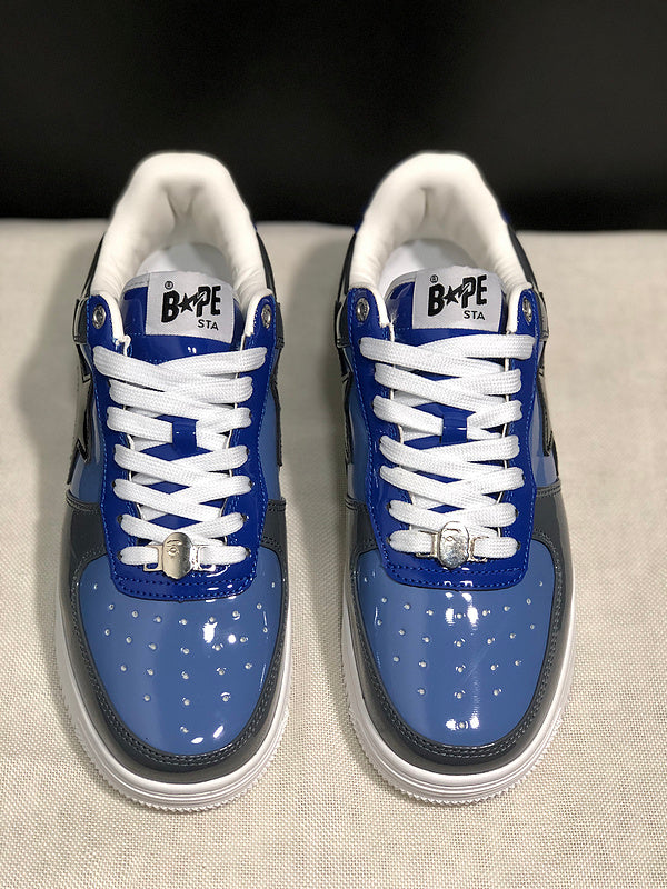 BAPE STA Low | Blue Grey Patent | Colorblock Star | EU 35–45