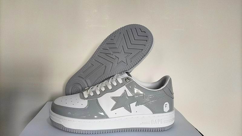 BAPE Sta Low 'Grey/White' — Patent Leather