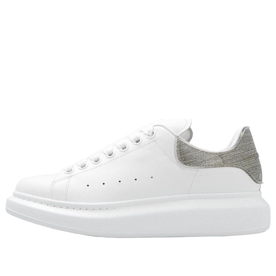 (WMNS) Alexander McQueen Oversized Leather Sneakers 'White Grey' 733010WICYK9075 #