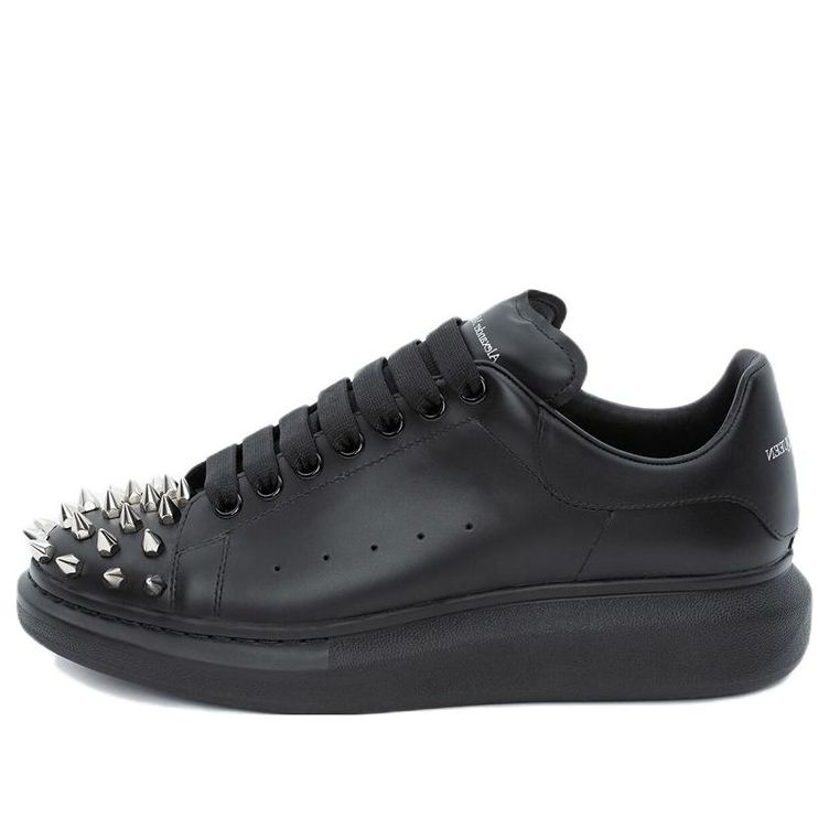 Alexander McQueen Leather Spike Larry Sneakers 'Black' 705807WHTQQ1081 #