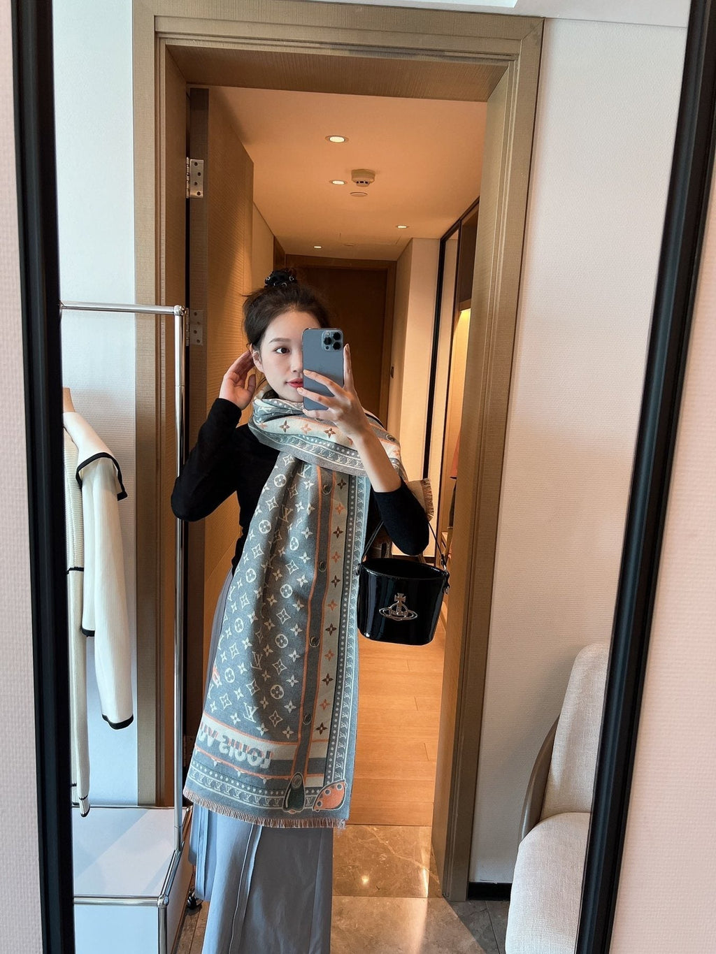 Louis Vuitton Cashmere-Blend Monogram Border Scarf