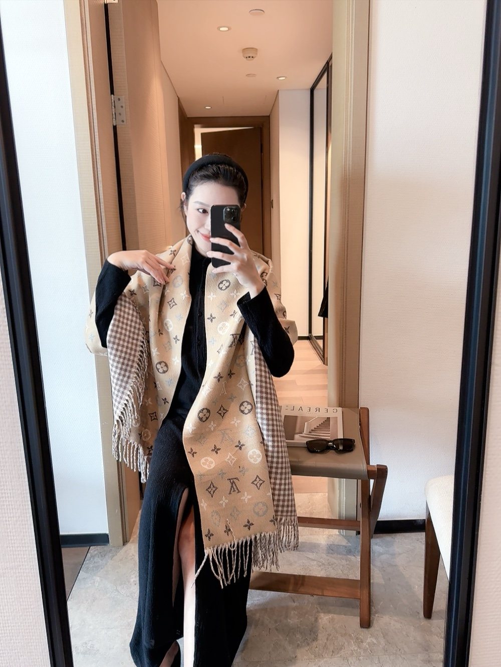 Louis Vuitton Reversible Monogram and Gingham Scarf