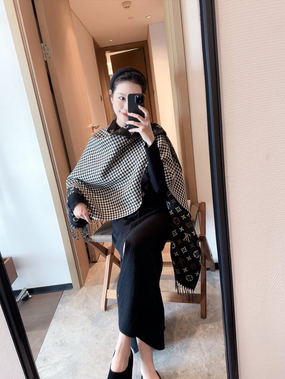 Louis Vuitton Reversible Monogram and Gingham Scarf