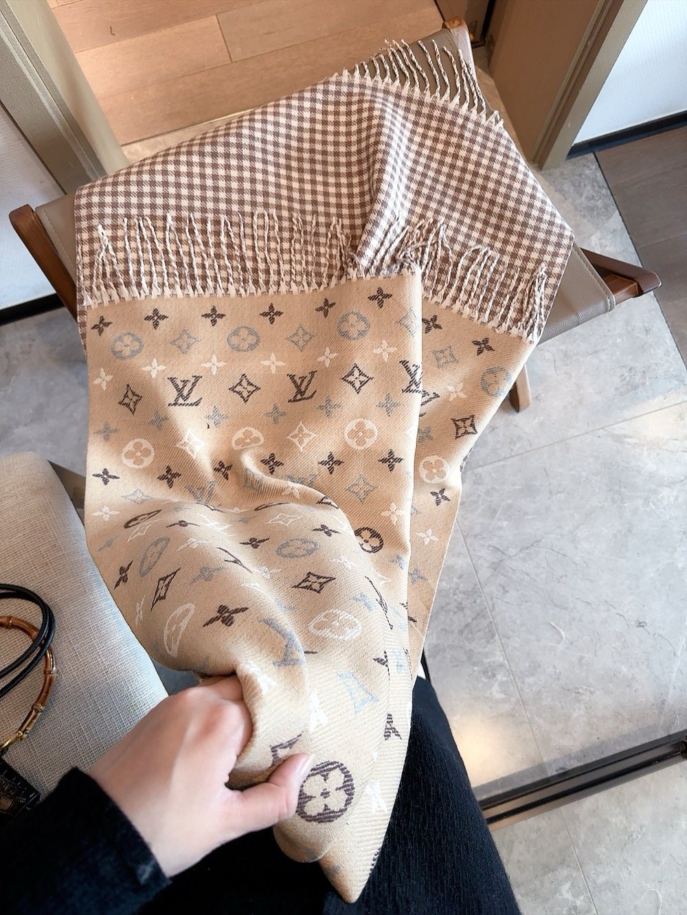 Louis Vuitton Reversible Monogram and Gingham Scarf