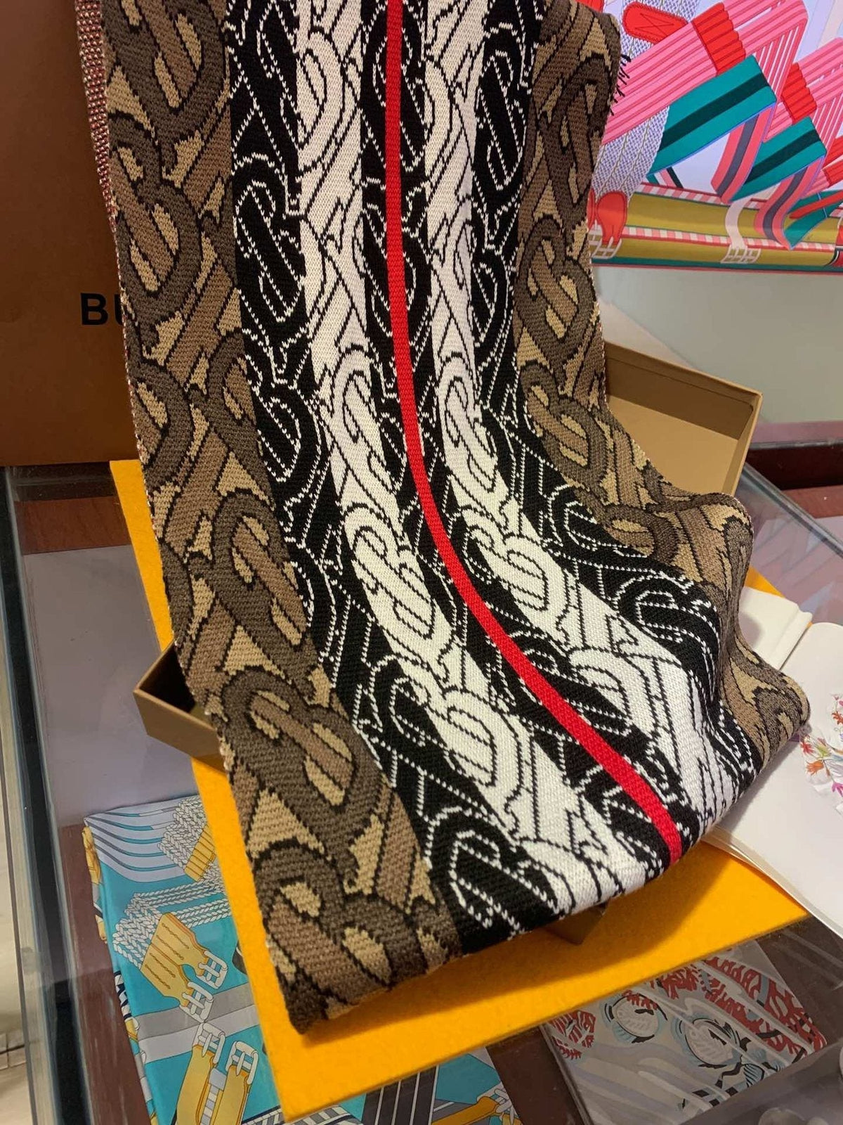 Burberry Patterned Fringed Scarf