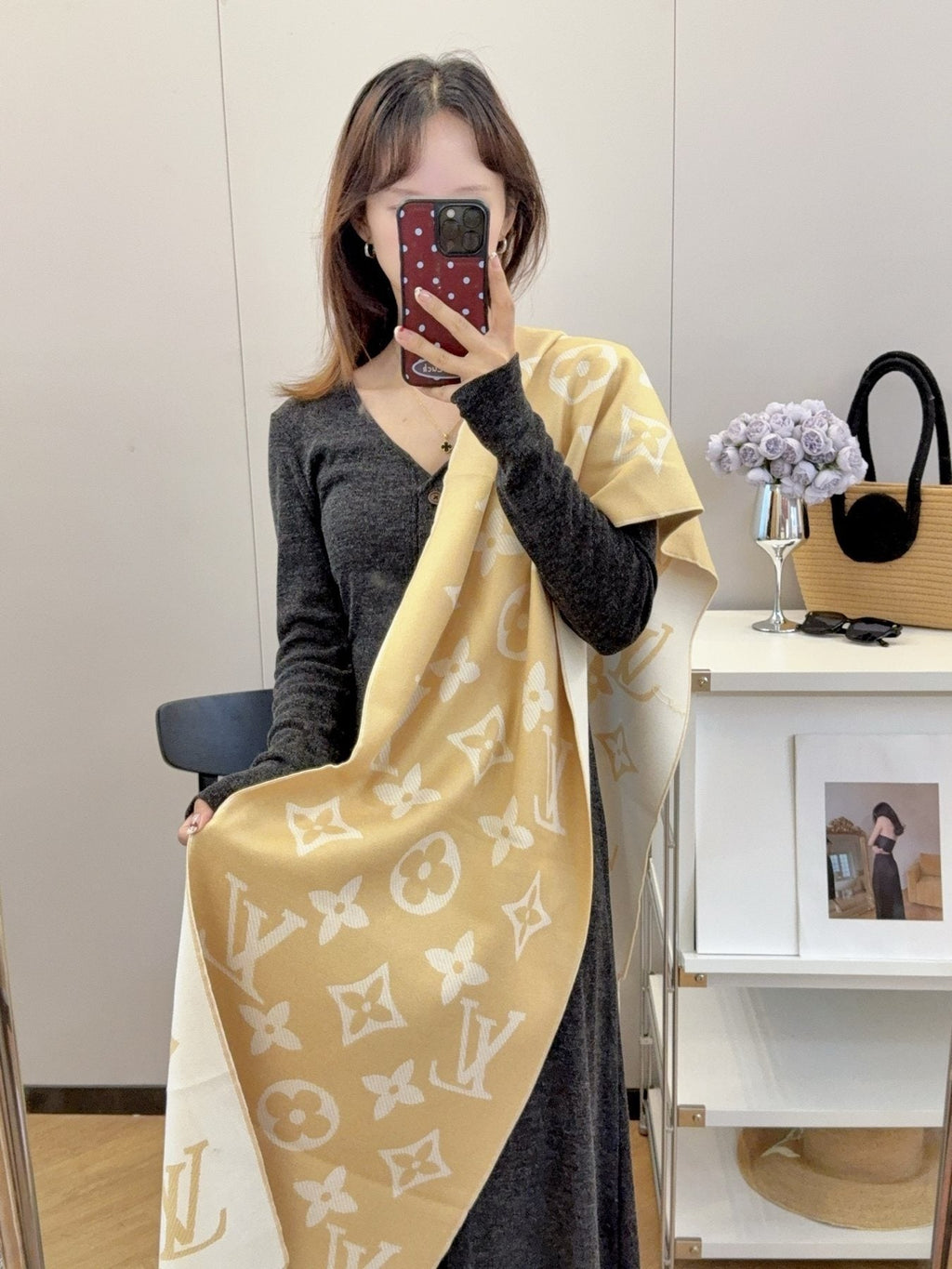 Louis Vuitton Reversible Floral-Geometric Fringe Scarf