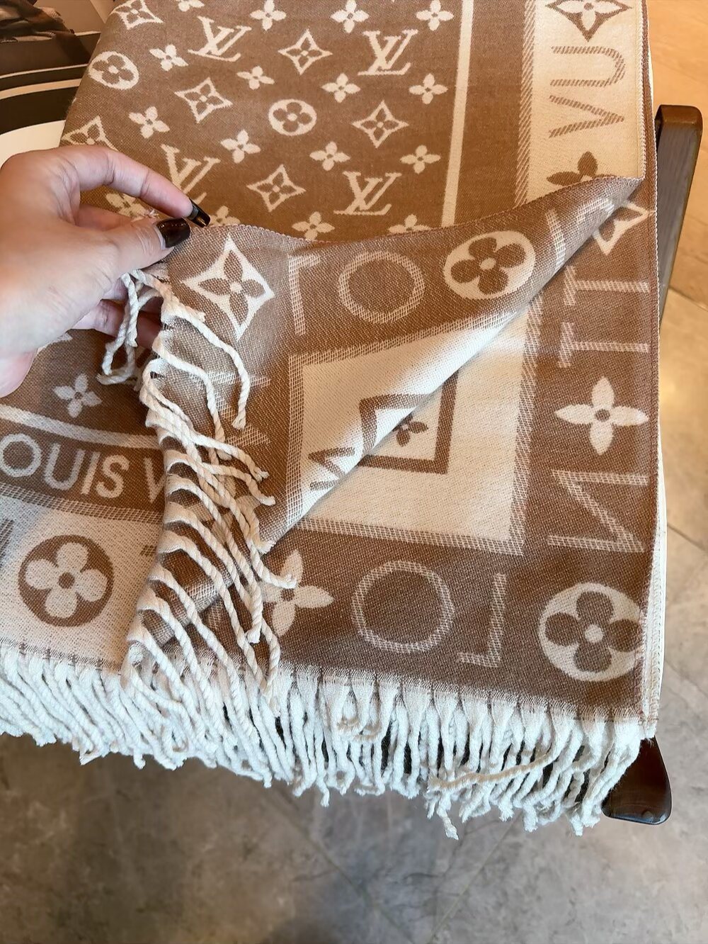 Louis Vuitton Wool Monogram Scarf with Framed Border