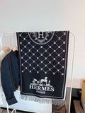 Hermès Fringed Logo-Motif Scarf