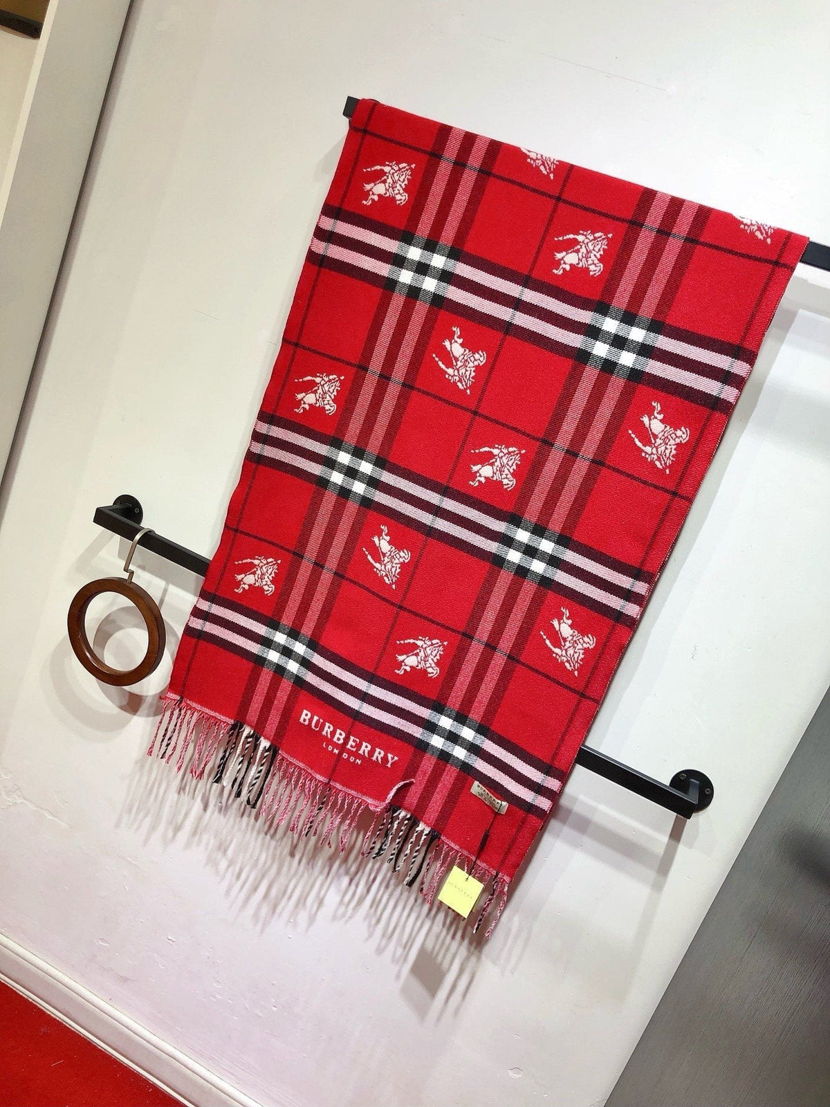 Burberry Woven-Motif Plaid Fringed Scarf