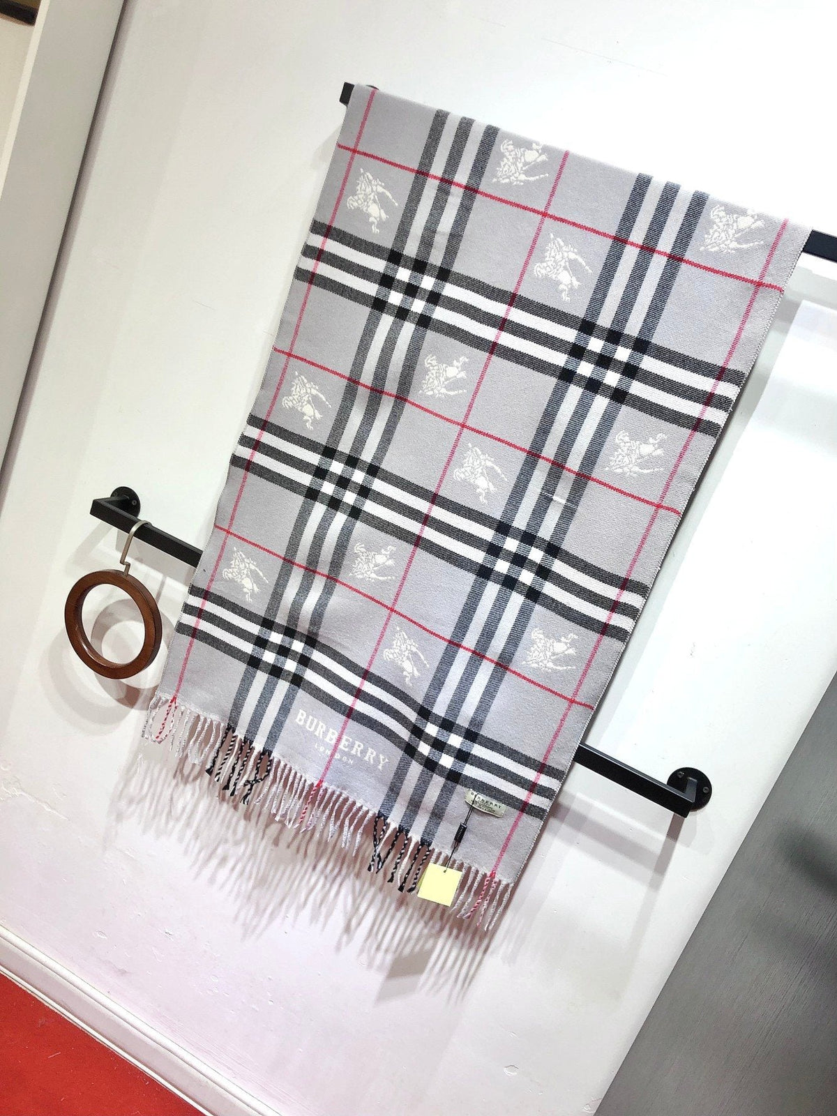 Burberry Woven-Motif Plaid Fringed Scarf