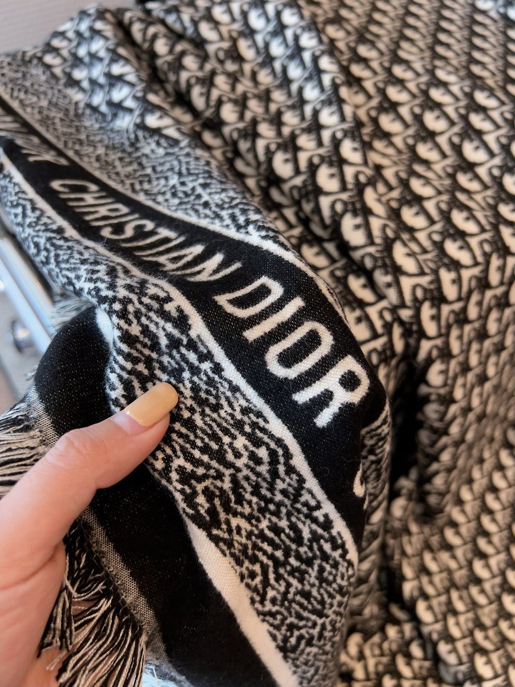 Dior Black and Gray Monogram Square Scarf