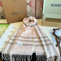 Burberry Embroidered Wordmark Plaid Scarf - 30 x 180 cm