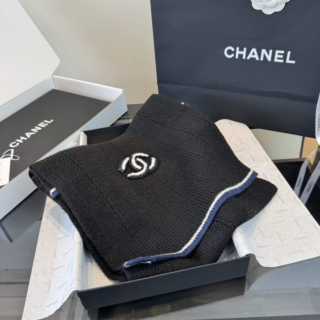 Chanel Embroidered Knitted Scarf