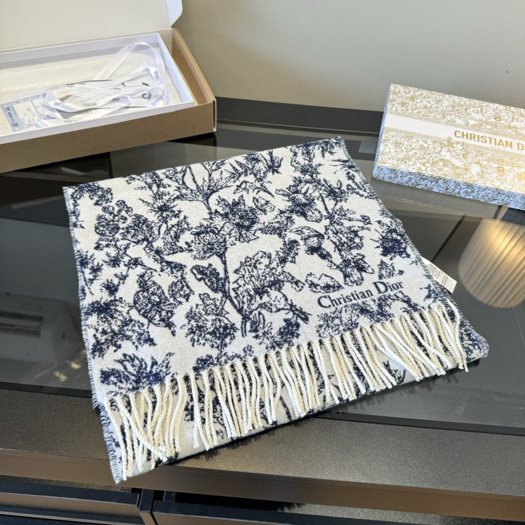 Dior Botanical Toile Fringed Scarf