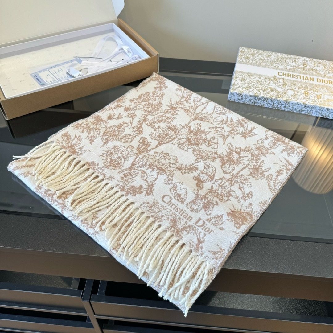 Dior Botanical Toile Fringed Scarf