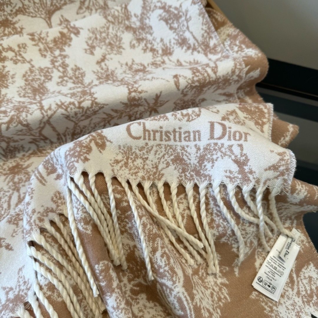 Dior Botanical Toile Fringed Scarf
