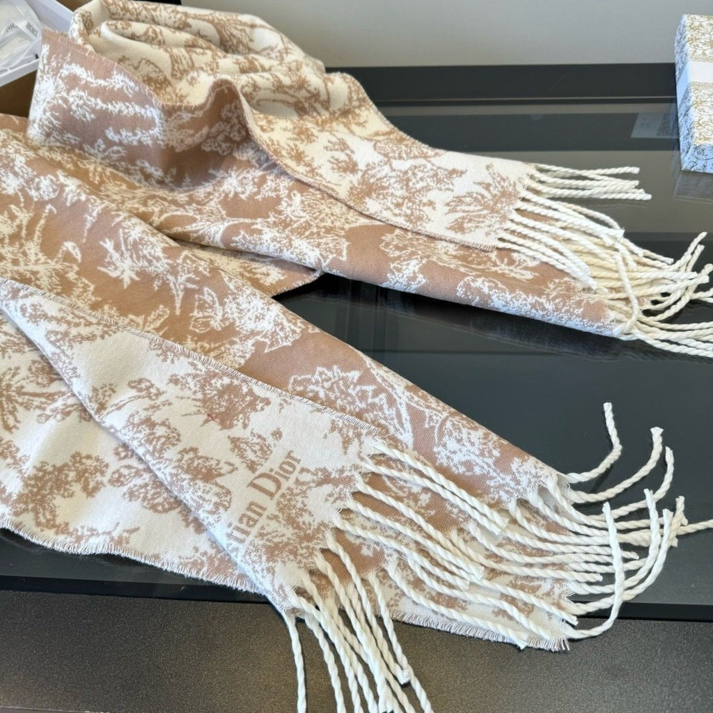 Dior Botanical Toile Fringed Scarf