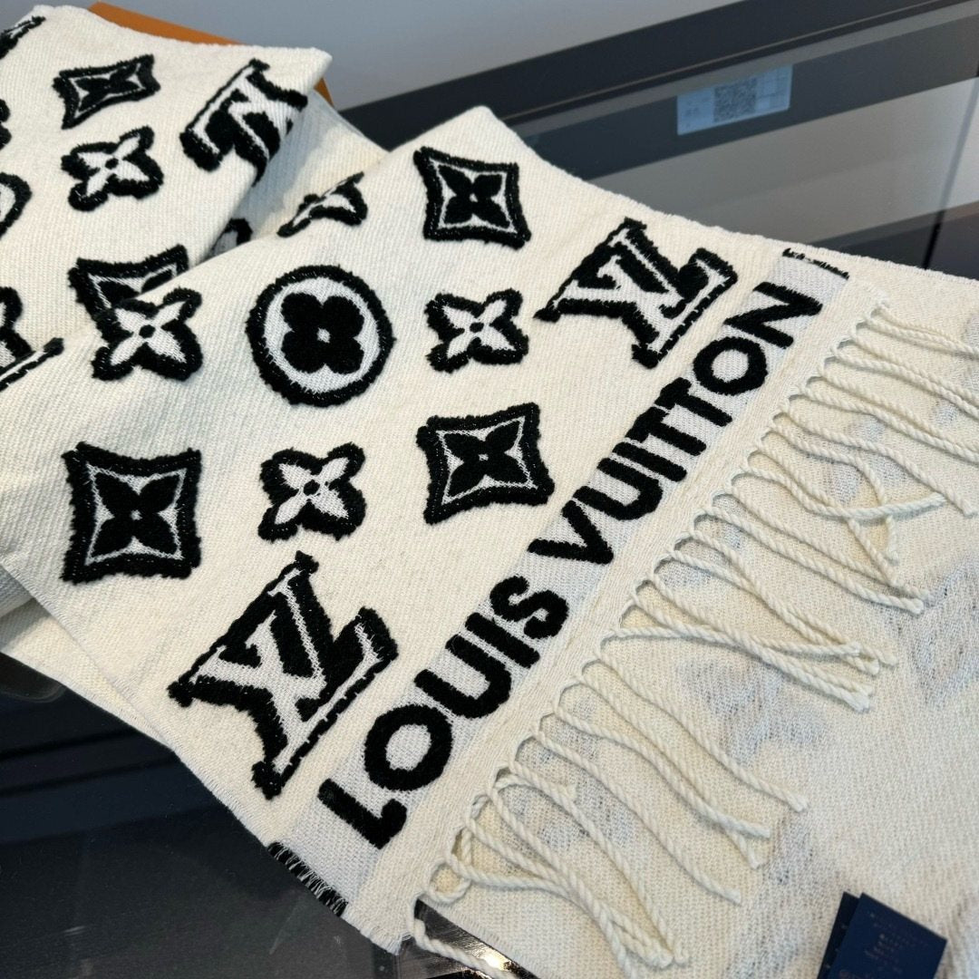 Louis Vuitton Fringed Monogram-Style Scarf