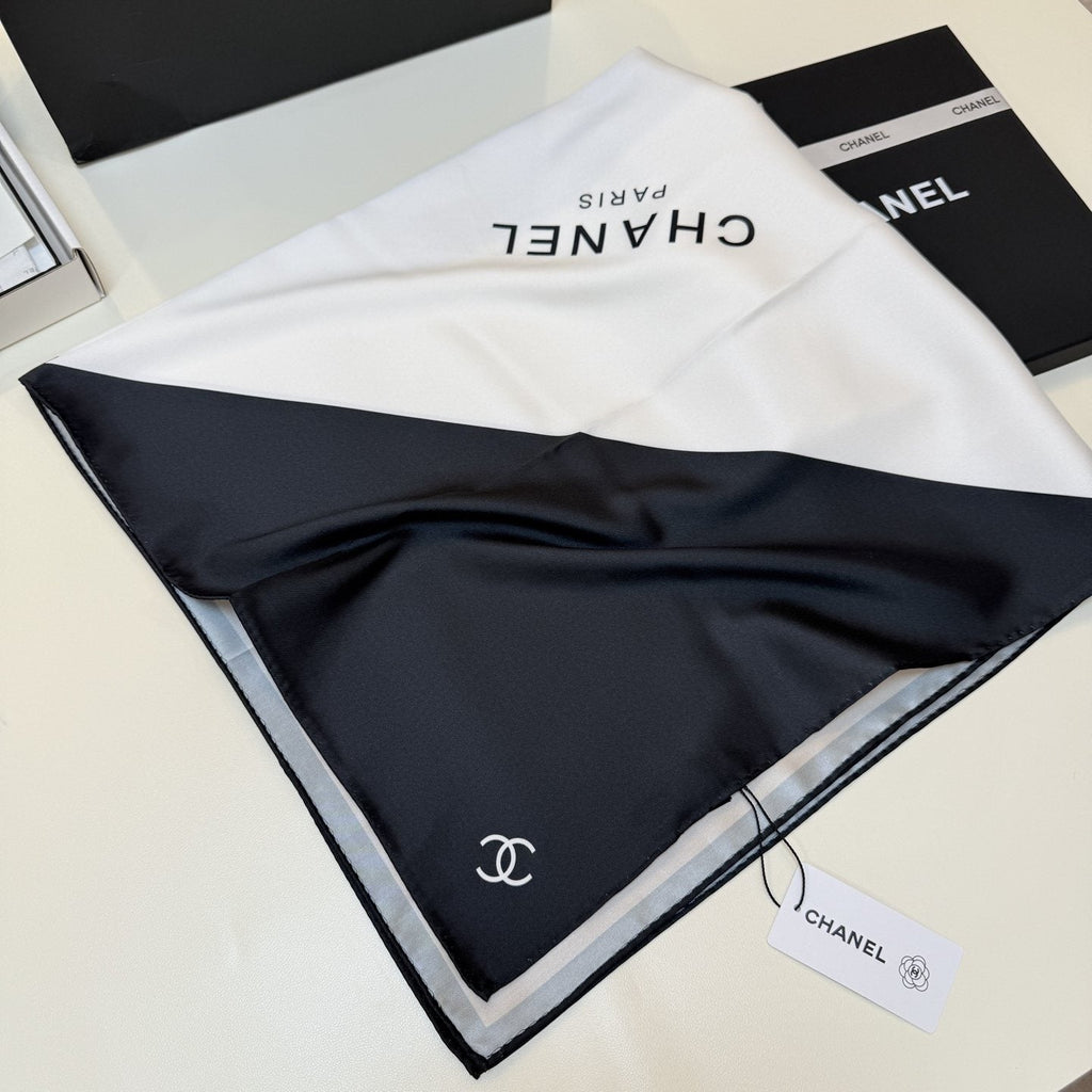 Chanel Blue Color-Block Square Scarf