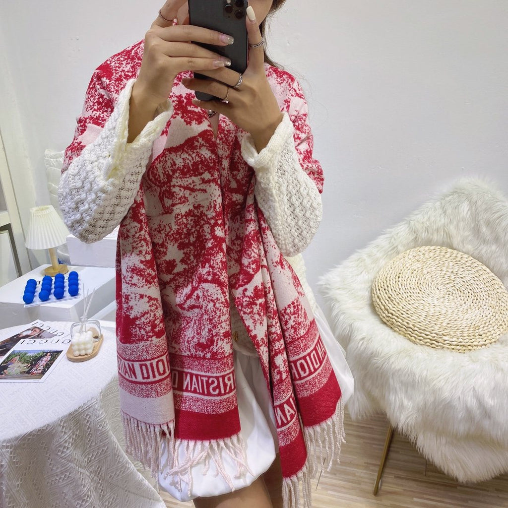 Dior Toile Print Fringed Scarf